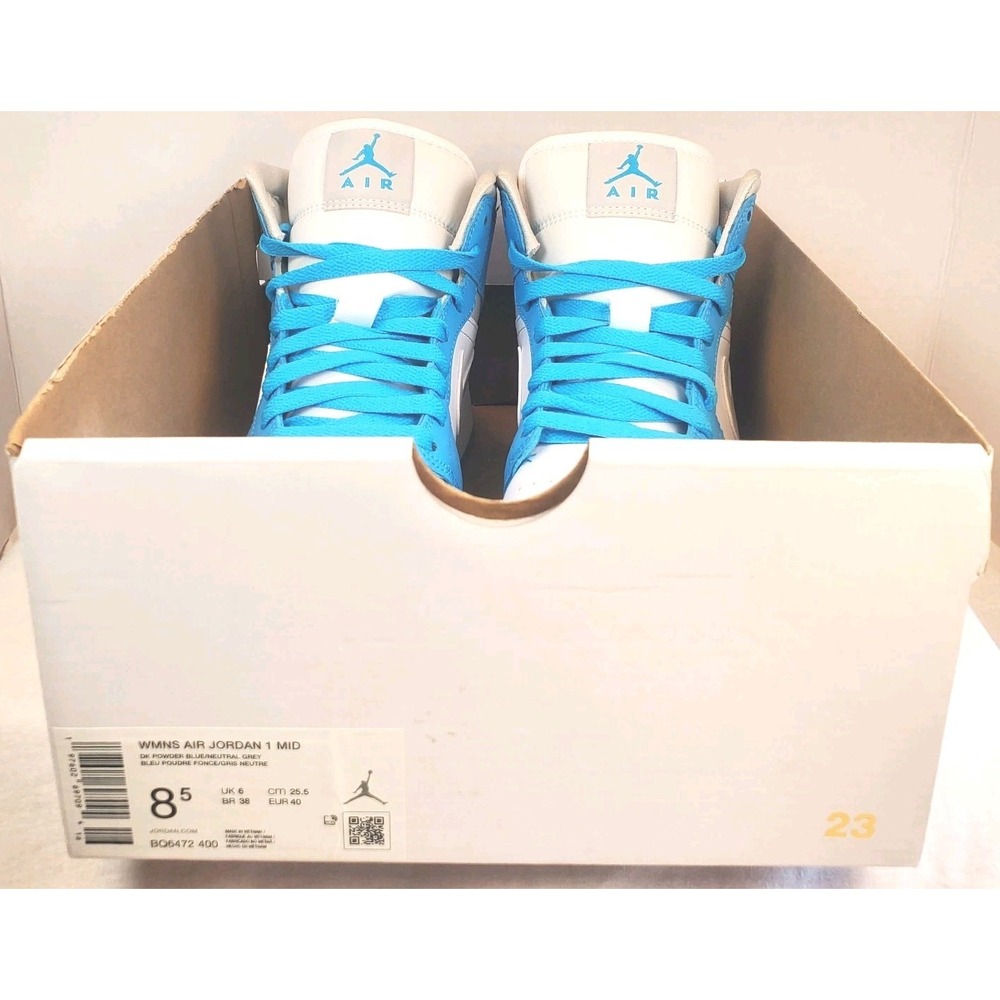 Nike Air Jordan 1 Mid Dark Powder Blue White Grey BQ6472-400 Women's Size 8.5 - Picture 12 of 12